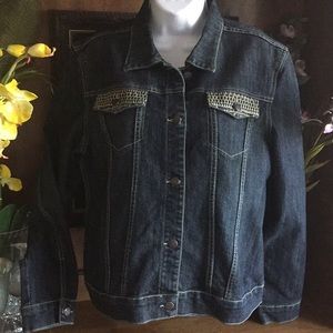 Zena Jean jacket stitched flap pockets M-L GREAT